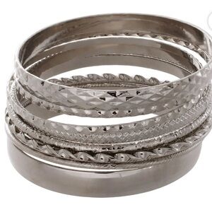Silver Bracelet Collection Time and Tru Women's Silver Tone Bangle Bracelet